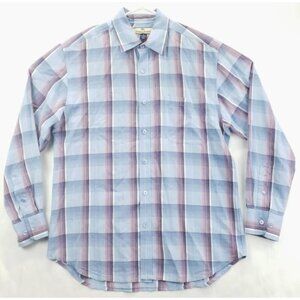 Tommy Bahama Shirt Mens Medium Blue Purple Plaid Super Soft Button-Up